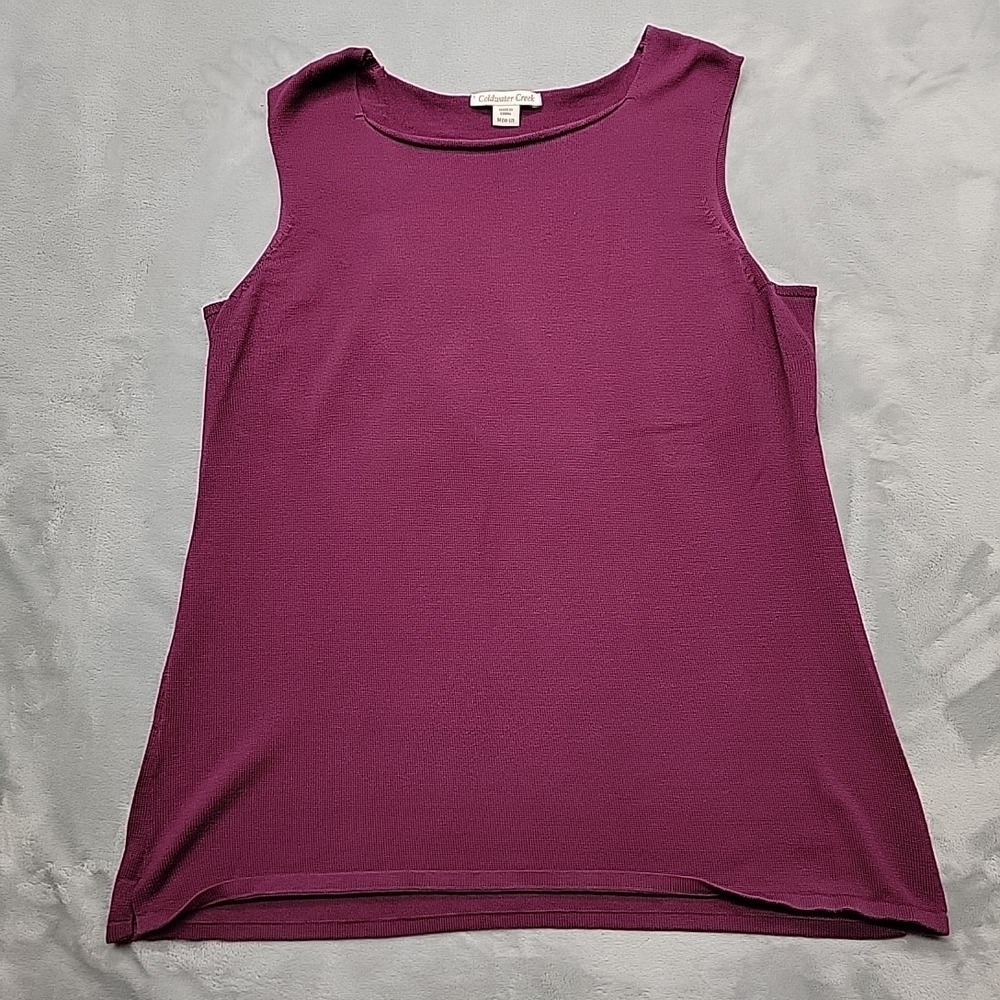 Coldwater Creek Shirt Womens Medium Maroon Silk Cotton Shell Tank Top Sleeveless